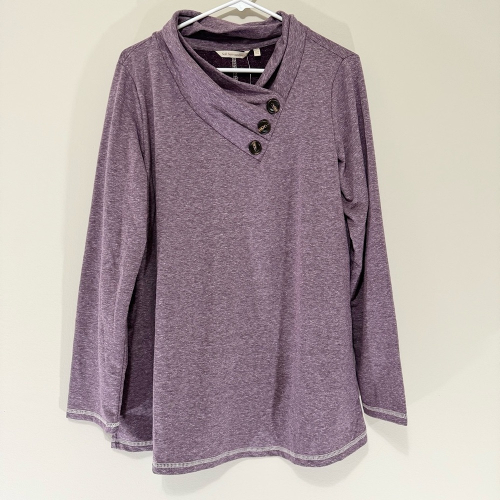 NWT Soft Surroundings Brinley BlackBerry Wine Long Sleeve Knit Top Size L
